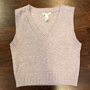 Full Tilt Light Gray Ribbed V-Neck Knit Crop Top